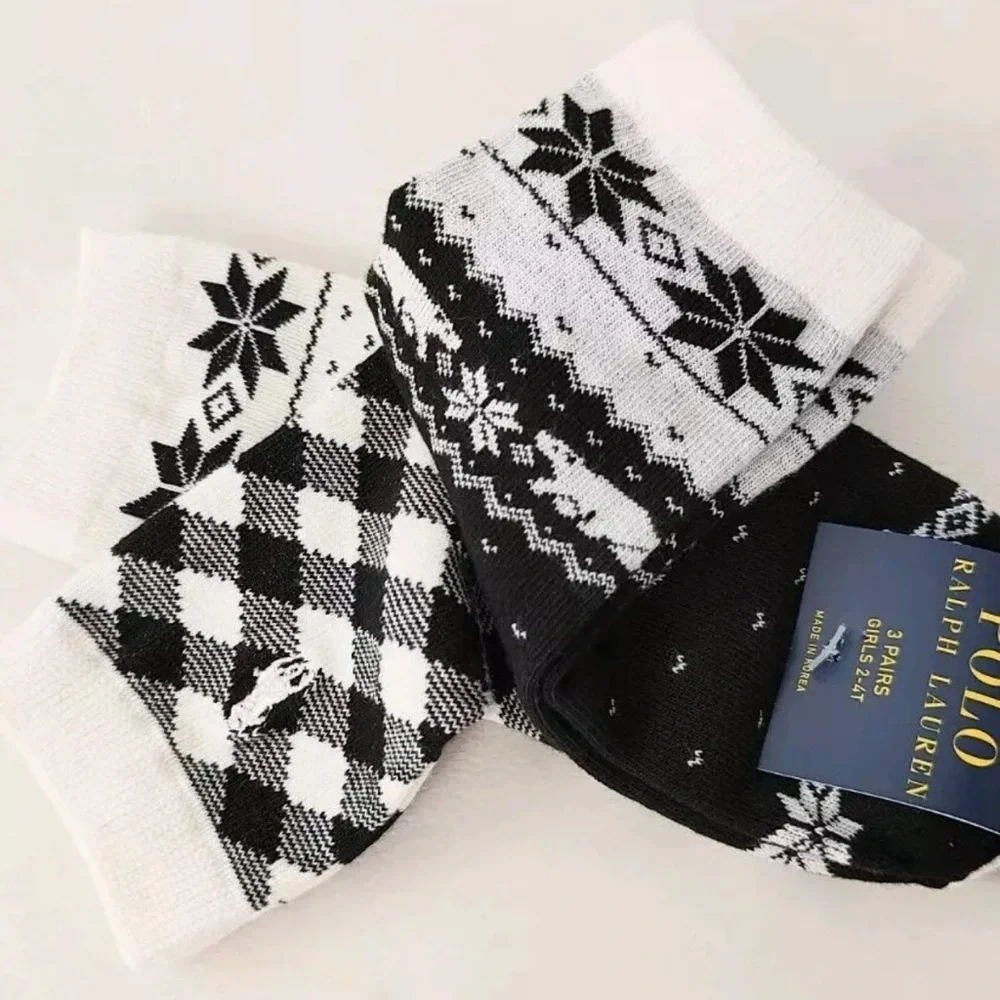Polo Ralph Lauren Girls Fair Isle Snowflake Crew Socks 3-Pk